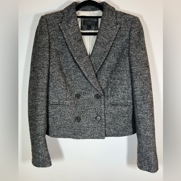 J. Crew marled gray blazer jacket double breasted sz 4 wool blend preppy - Picture 1 of 8